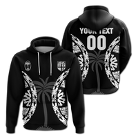 Custom Fiji Rugby Sevens Fijian Tapa Pattern Hoodie LT12 Hoodie Black - Polynesian Pride