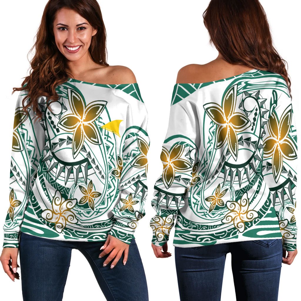 Tokelau Women's Off Shoulder Sweaters - Spring Style Green - Polynesian Pride