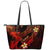 Guam Polynesian Leather Tote Bag - Plumeria Flowers And Waves Red - Polynesian Pride