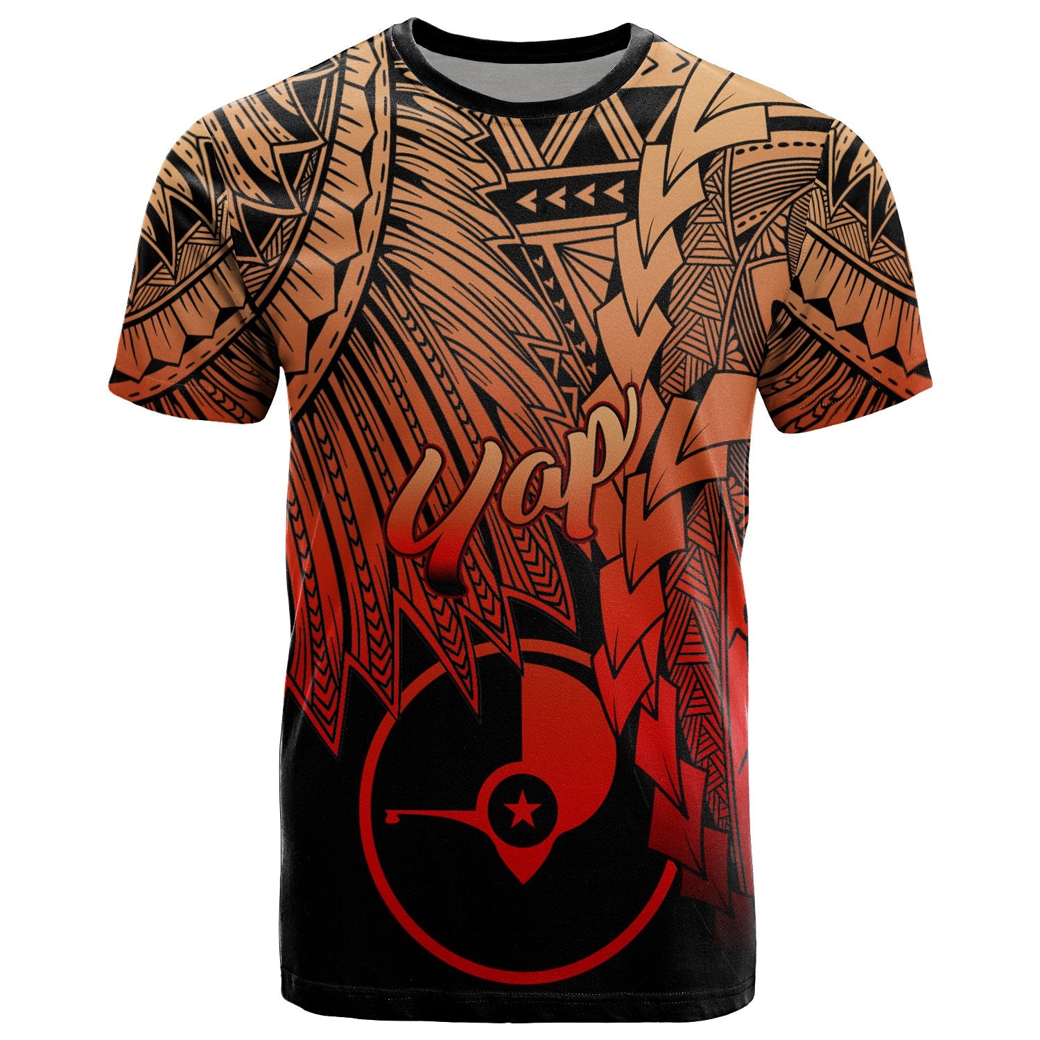 Yap Polynesian T Shirt Tribal Wave Tattoo Red Ver 2 Unisex Red - Polynesian Pride