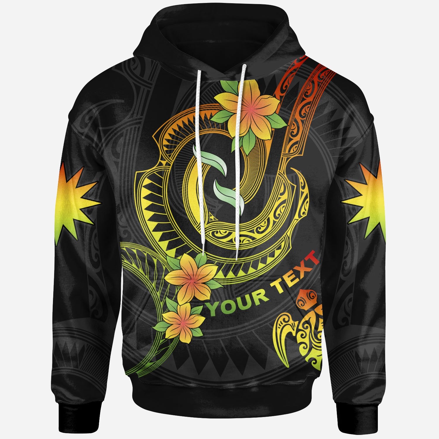 Nauru Custom Hoodie Reggae Plumeria Flowers with Spiral Patterns Unisex Reggae - Polynesian Pride