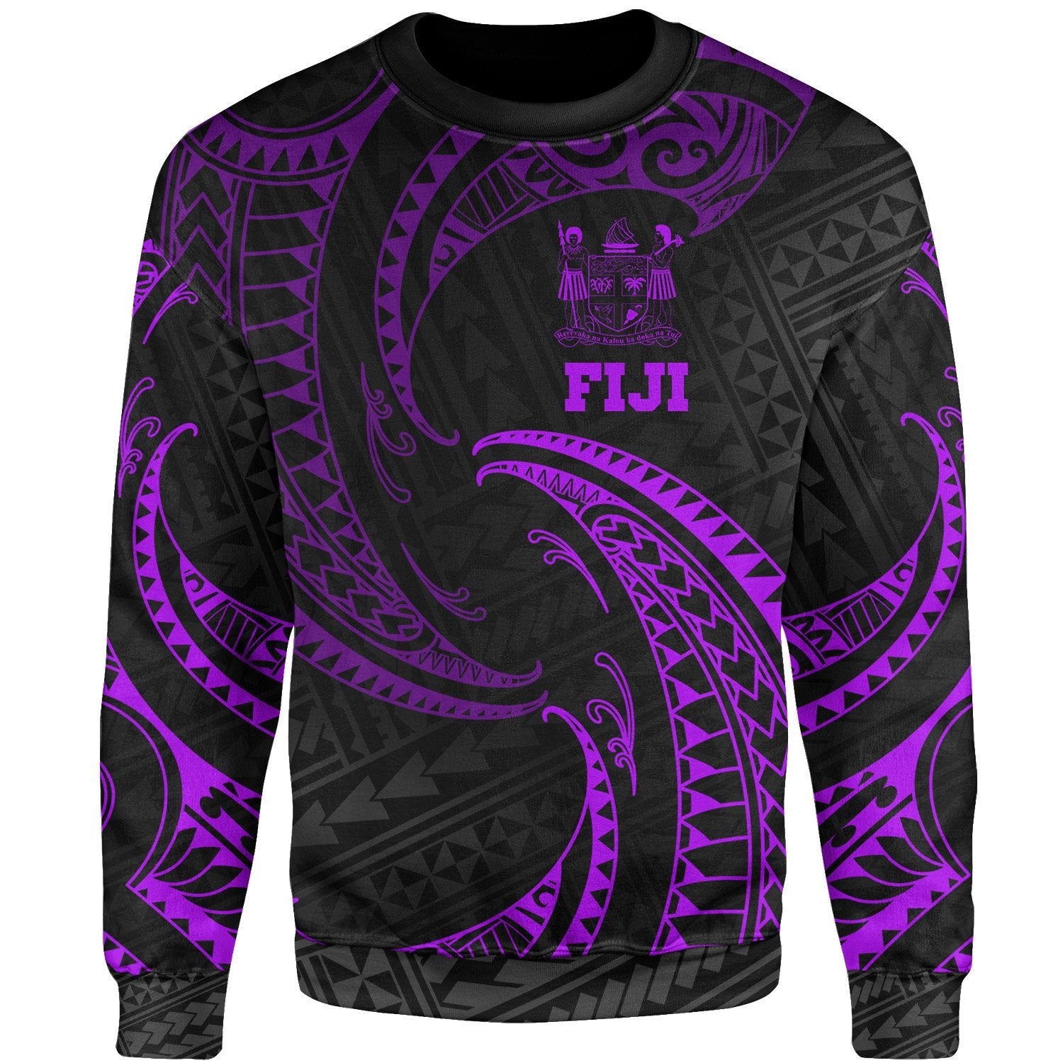 Fiji Polynesian Sweater - Purple Tribal Wave Unisex Purple - Polynesian Pride