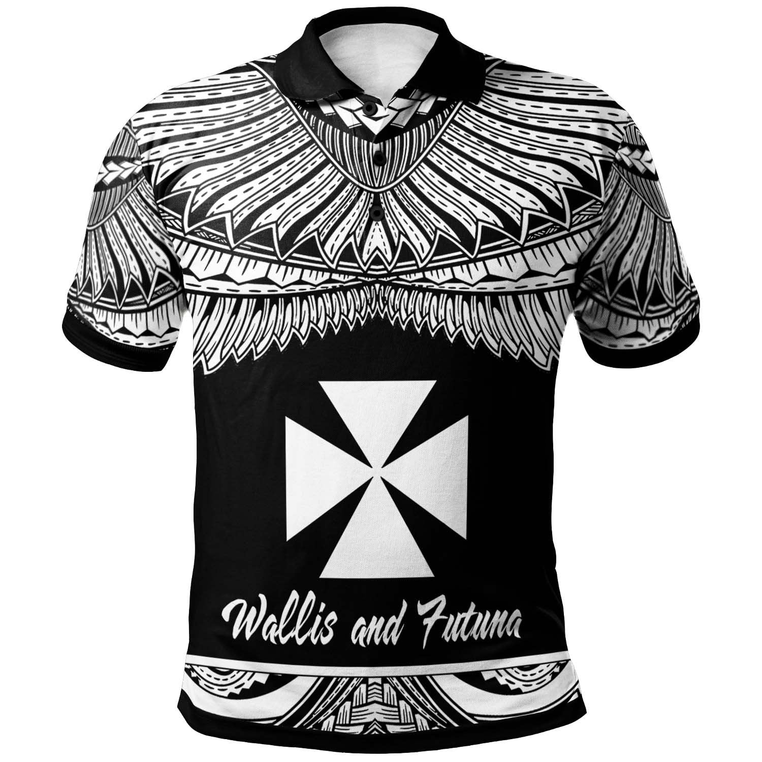 Wallis and Futuna Polo Shirt Polynesian Tattoo White Version White - Polynesian Pride