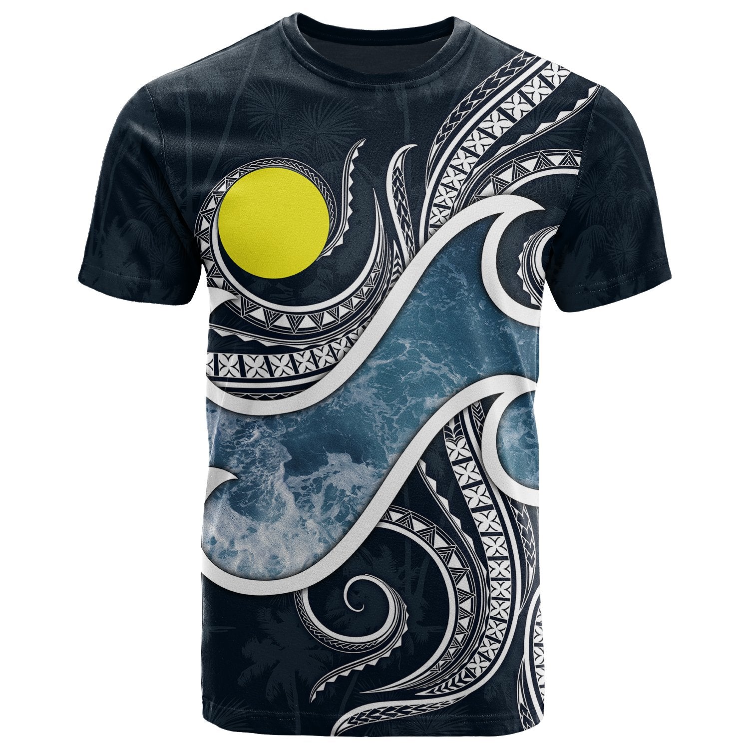 Palau Polynesian T Shirt Ocean Style Unisex Blue - Polynesian Pride