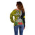 New Caledonia Polynesian Coat Of Arms Mix Tropical Flowers Off Shoulder Sweater LT14 - Polynesian Pride