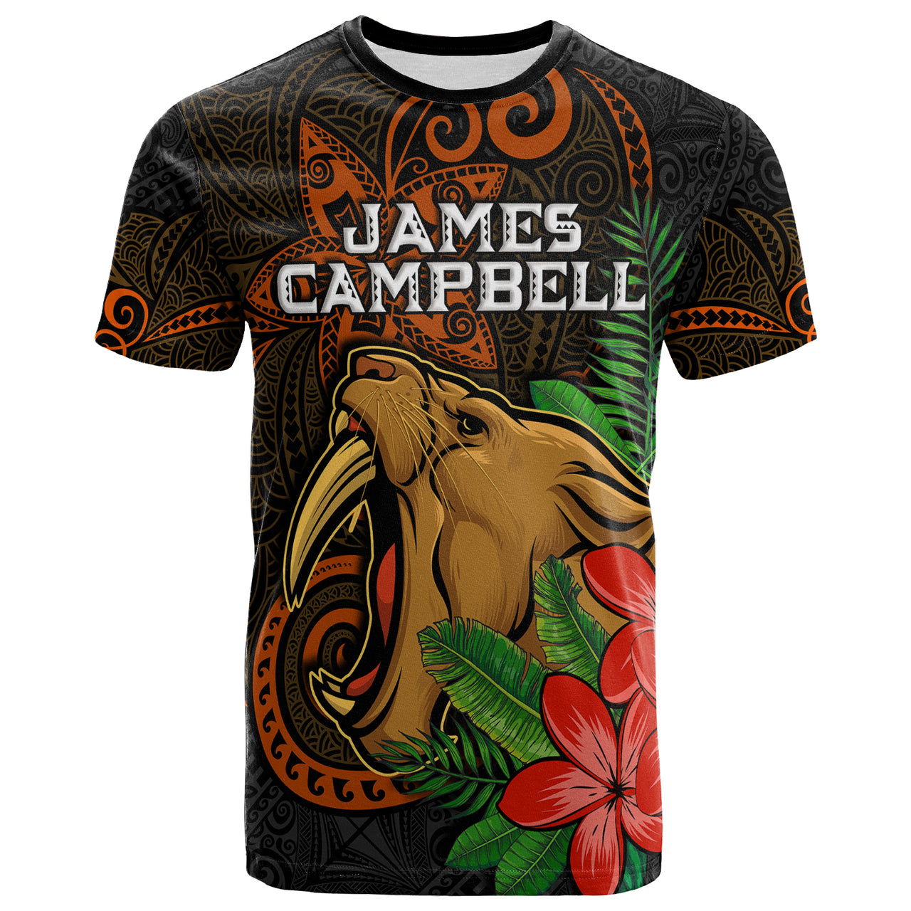 Hawaii Custom T Shirt James Campbell High School Polynesian Tribal Pattern LT10 Orange - Polynesian Pride