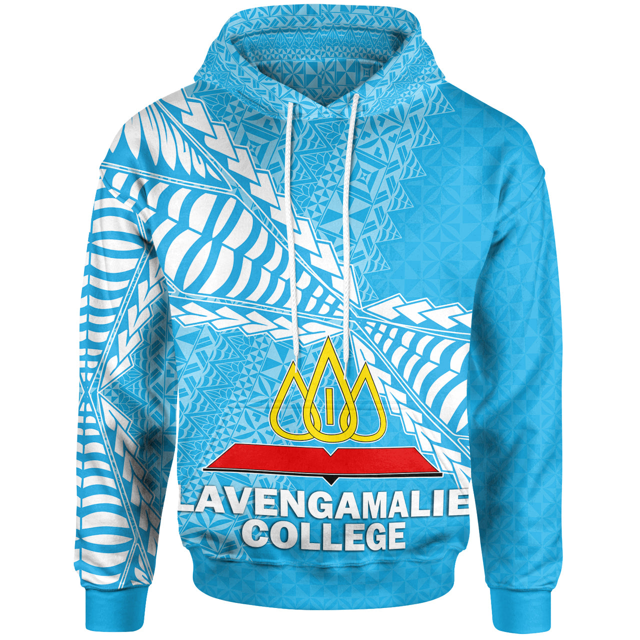 Tonga Custom Hoodie Lavengamalie College Tongan Pattern LT10 Blue - Polynesian Pride