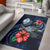 Guam Polynesian Area Rug - Blue Turtle Hibiscus Blue - Polynesian Pride