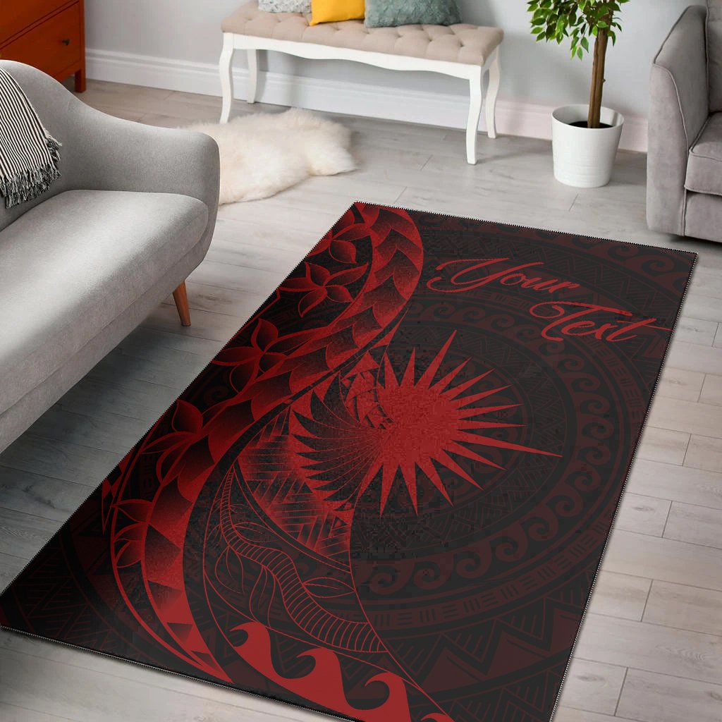 Marshall Islands Area Rug - Custom Personalised Polynesian Pattern Style Red Color Red - Polynesian Pride
