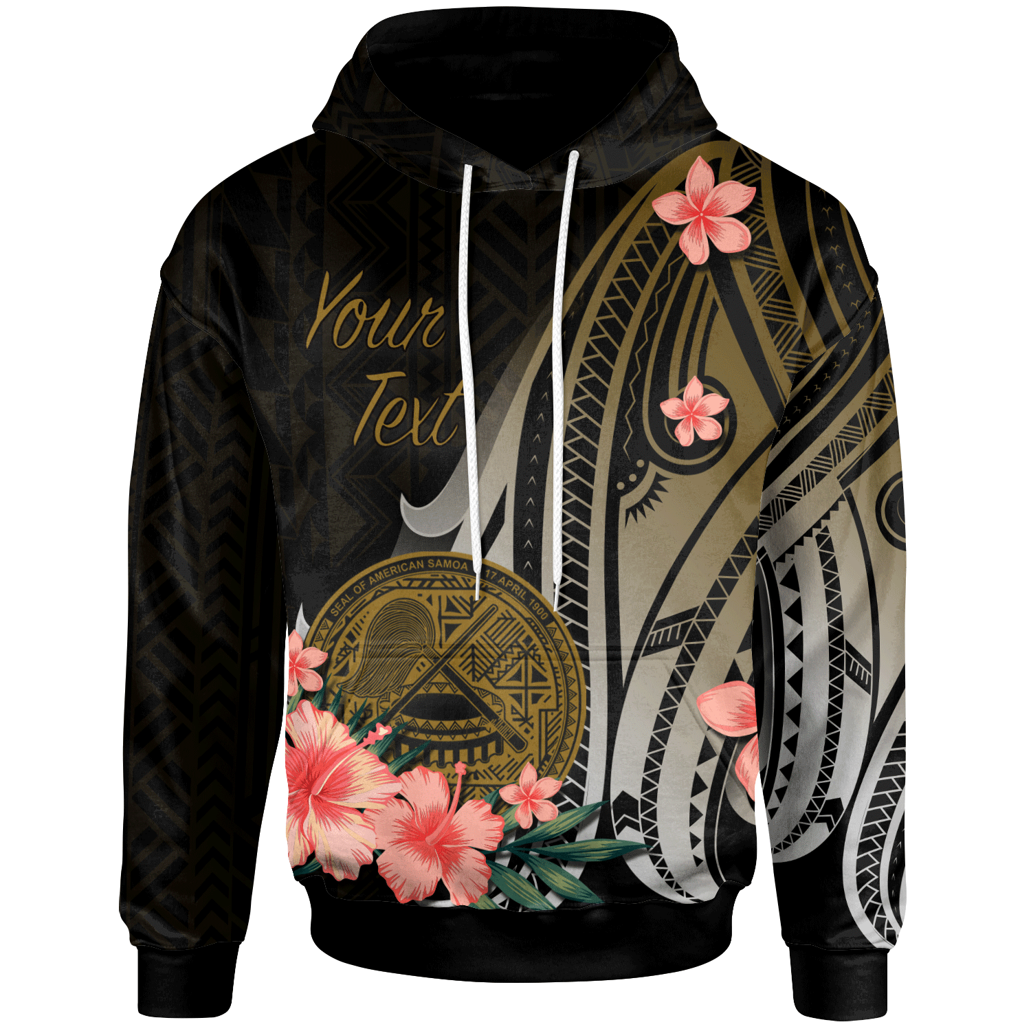 American Samoa CustomHoodie Gold Polynesian Hibiscus Pattern Style Unisex Gold - Polynesian Pride