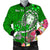 Fiji Custom Personalised Men's Bomber Jacket - Turtle Plumeria (Green) - Polynesian Pride