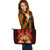 Guam Large Leather Tote - Tribal Tuna Fish Orange - Polynesian Pride