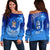 Fiji Tapa Tribal Coconut Tree Women Off Shoulder Sweater - LT12 Women Off Shoulder Sweater Blue - Polynesian Pride