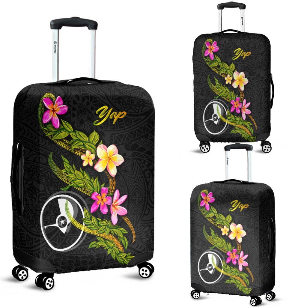 Yap Polynesian Luggage Covers - Plumeria Tribal Black - Polynesian Pride