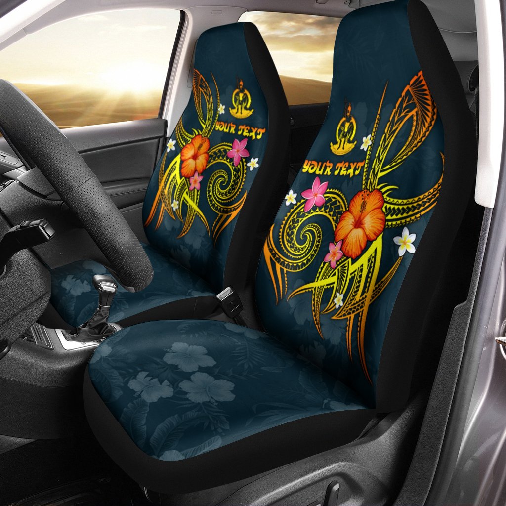 Vanuatu Polynesian Personalised Car Seat Covers - Legend of Vanuatu (Blue) Universal Fit Blue - Polynesian Pride