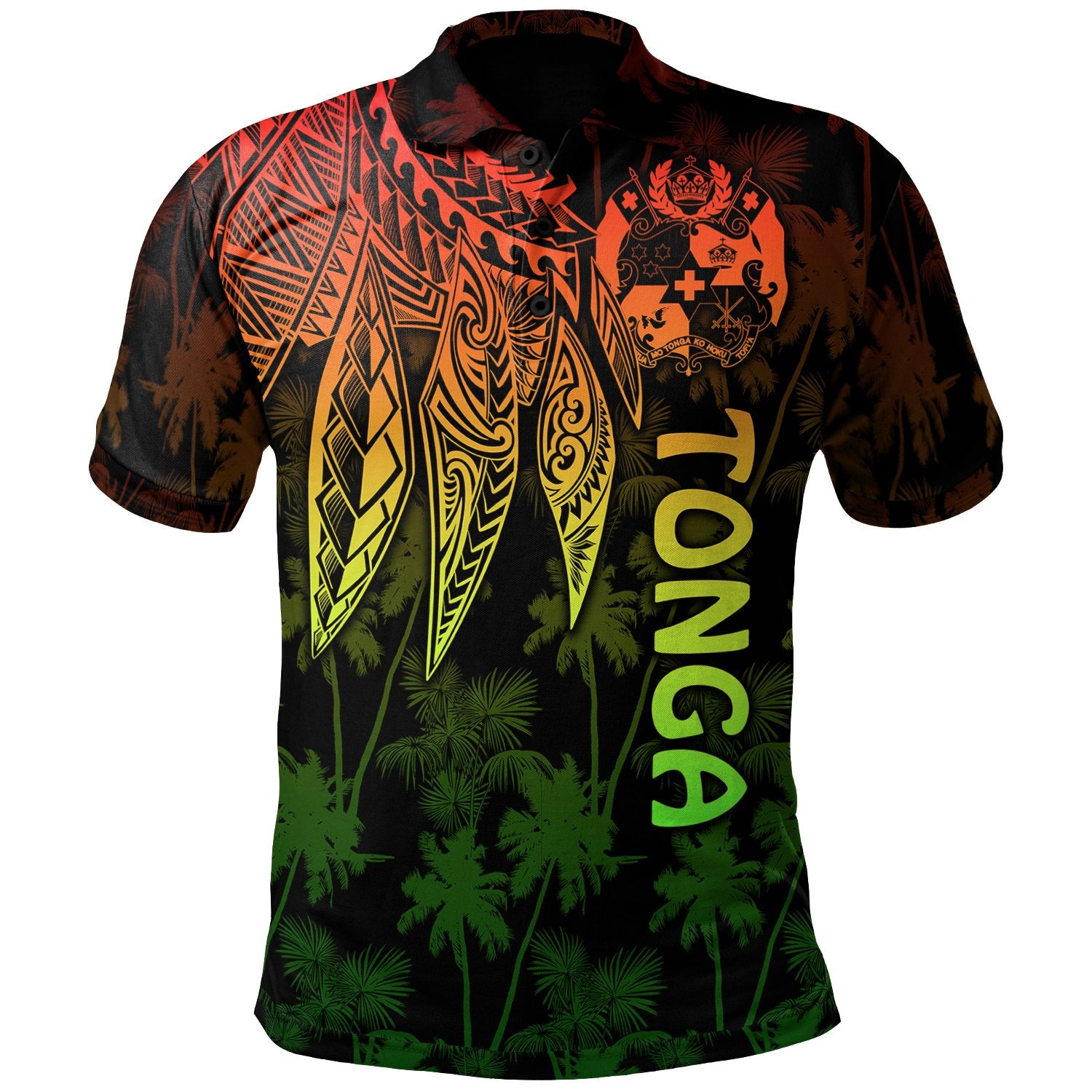 Tonga Polo Shirt Polynesian Wings (Reggae) Unisex Reggae - Polynesian Pride