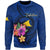 Tokelau Polynesian Sweater - Floral With Seal Blue Unisex Blue - Polynesian Pride