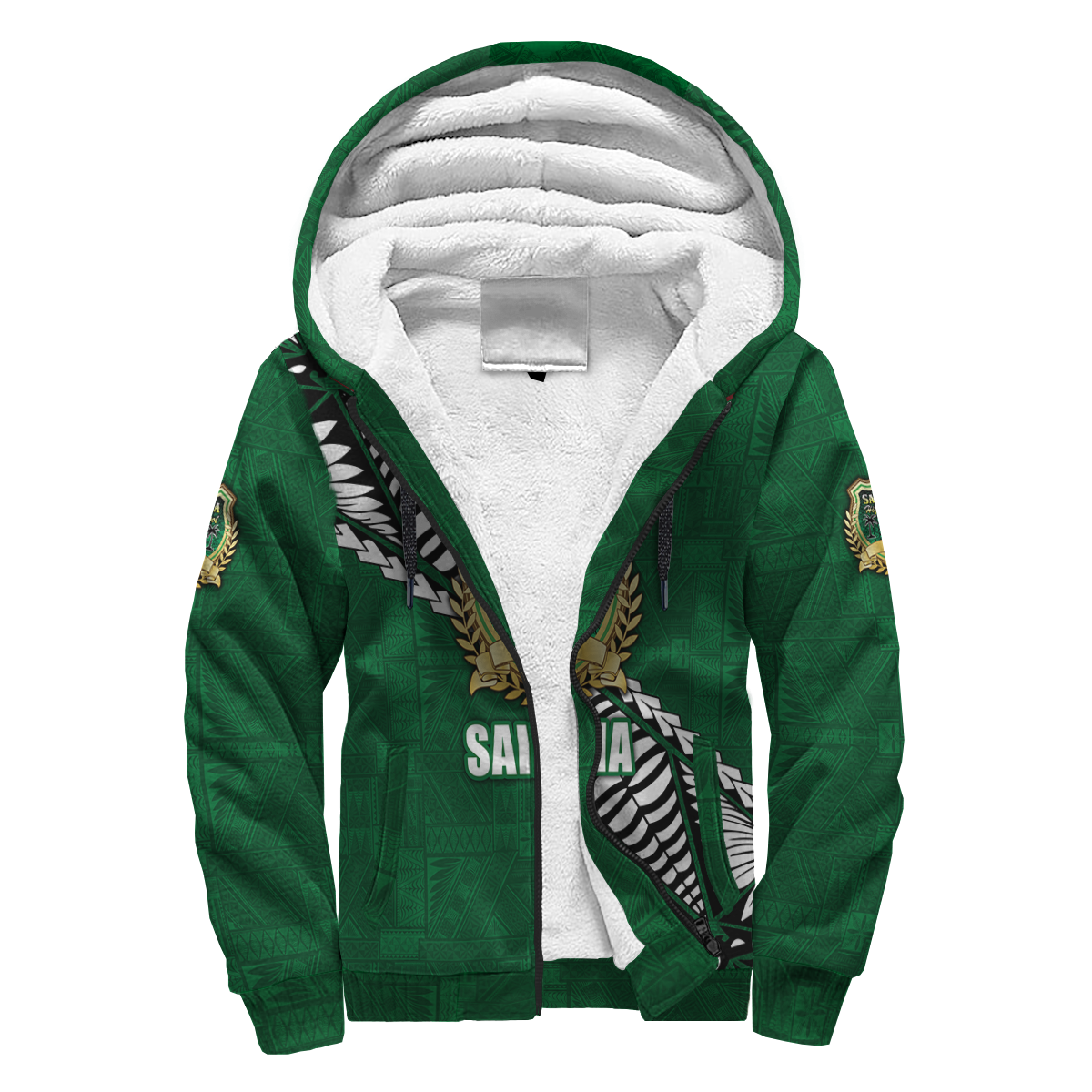 Tonga Saineha High School Tongan Patterns Sherpa Hoodie - LT12 Unisex Green - Polynesian Pride