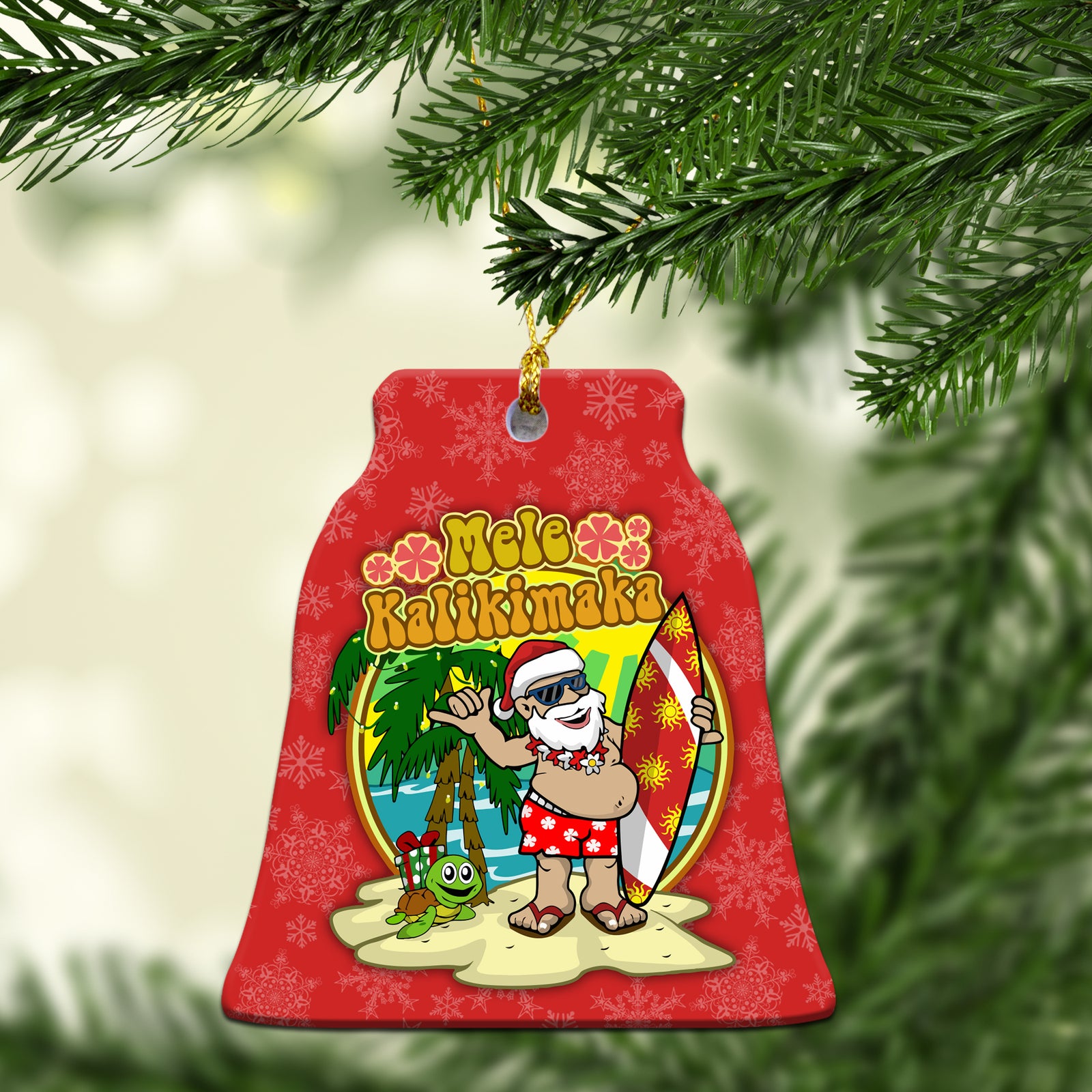 Hawaii Surfer Santa Red Christmas Ornament - LT12 Christmas Tree - Polynesian Pride