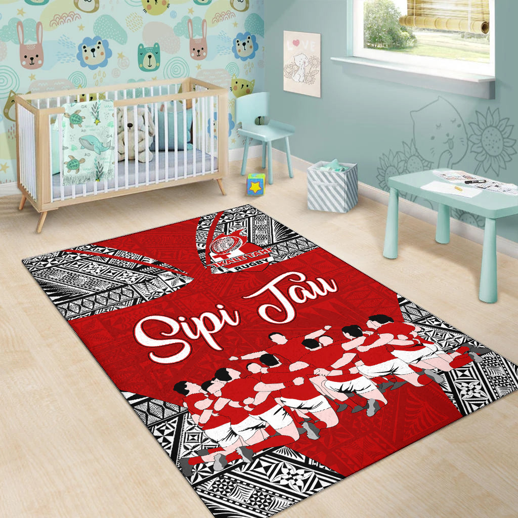 Tonga Rugby Ikale Tahi Sipi Tau Area Rug - LT2 RED - Polynesian Pride