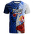 Tahiti Polynesian T Shirt Coat of Arm With Hibiscus Blue Unisex Blue - Polynesian Pride