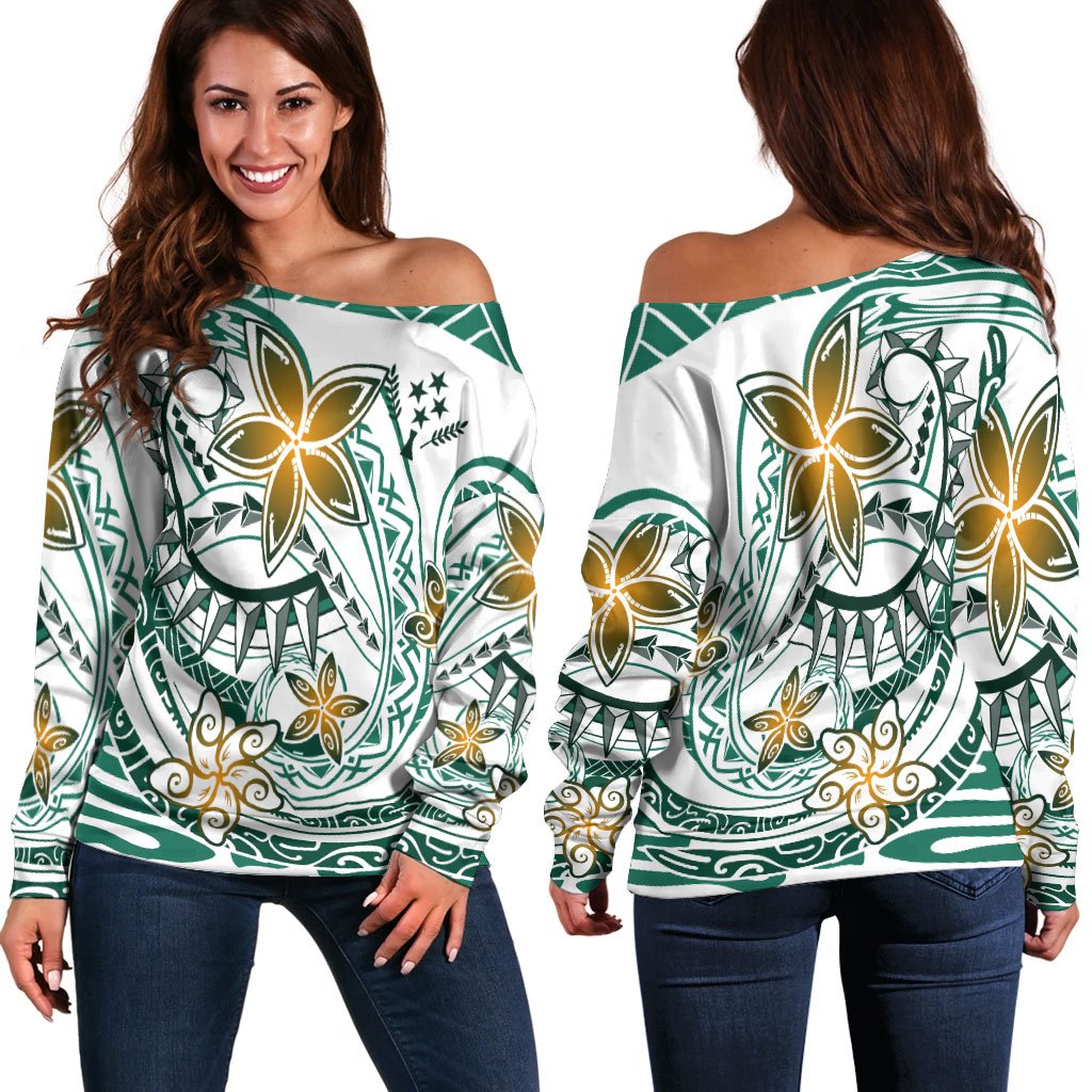 Kosrae Women's Off Shoulder Sweaters - Spring Style Green - Polynesian Pride