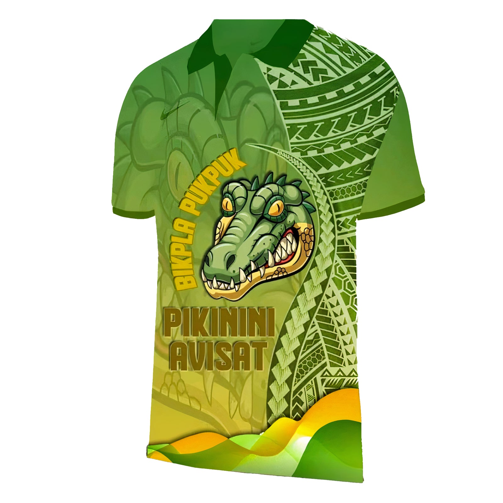 BIKPLA PUKPUK Polo Shirt Polynesian Style RLT13 Green - Polynesian Pride