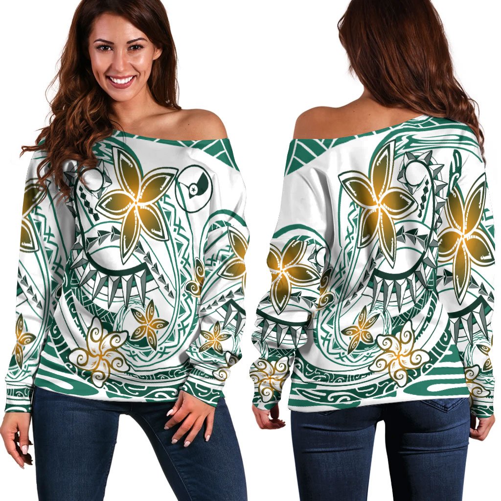 Yap Women's Off Shoulder Sweaters - Spring Style Green - Polynesian Pride