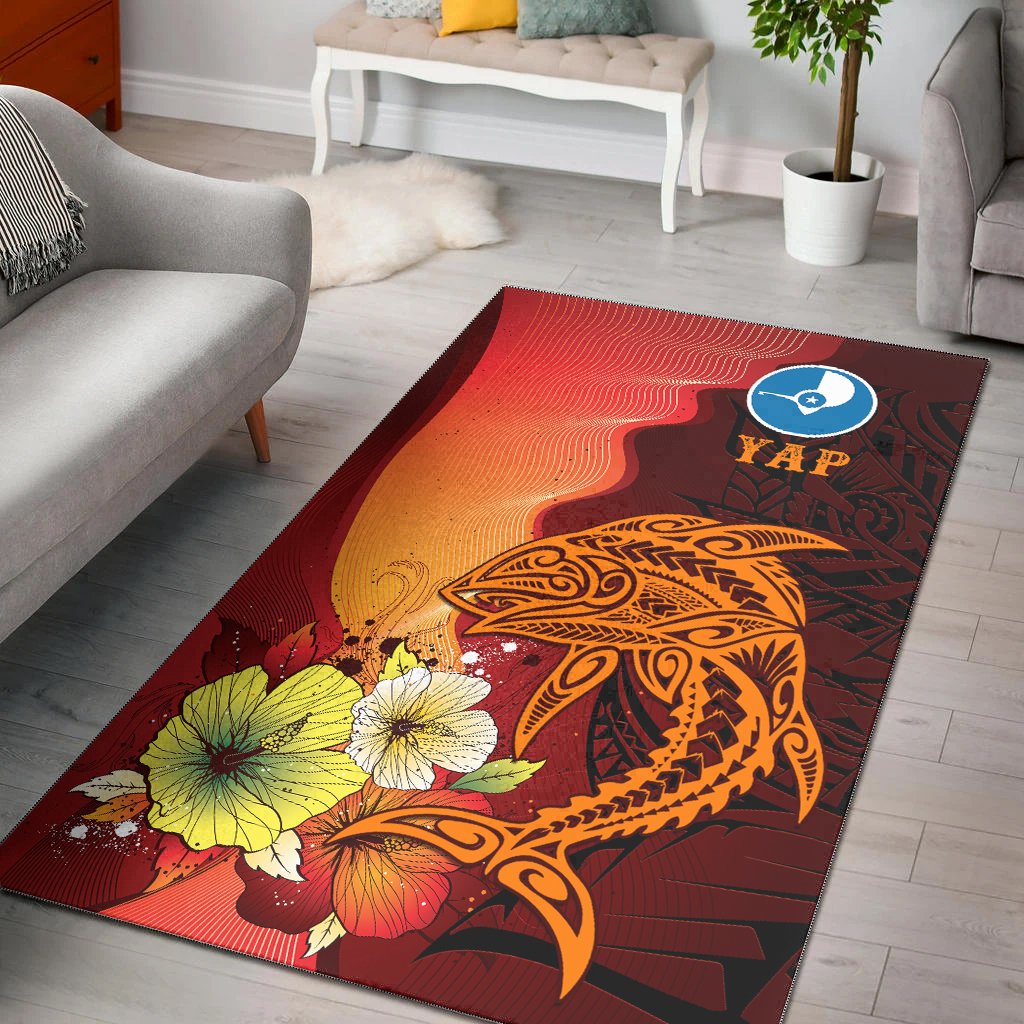 Yap Area Rugs - Tribal Tuna Fish Orange - Polynesian Pride