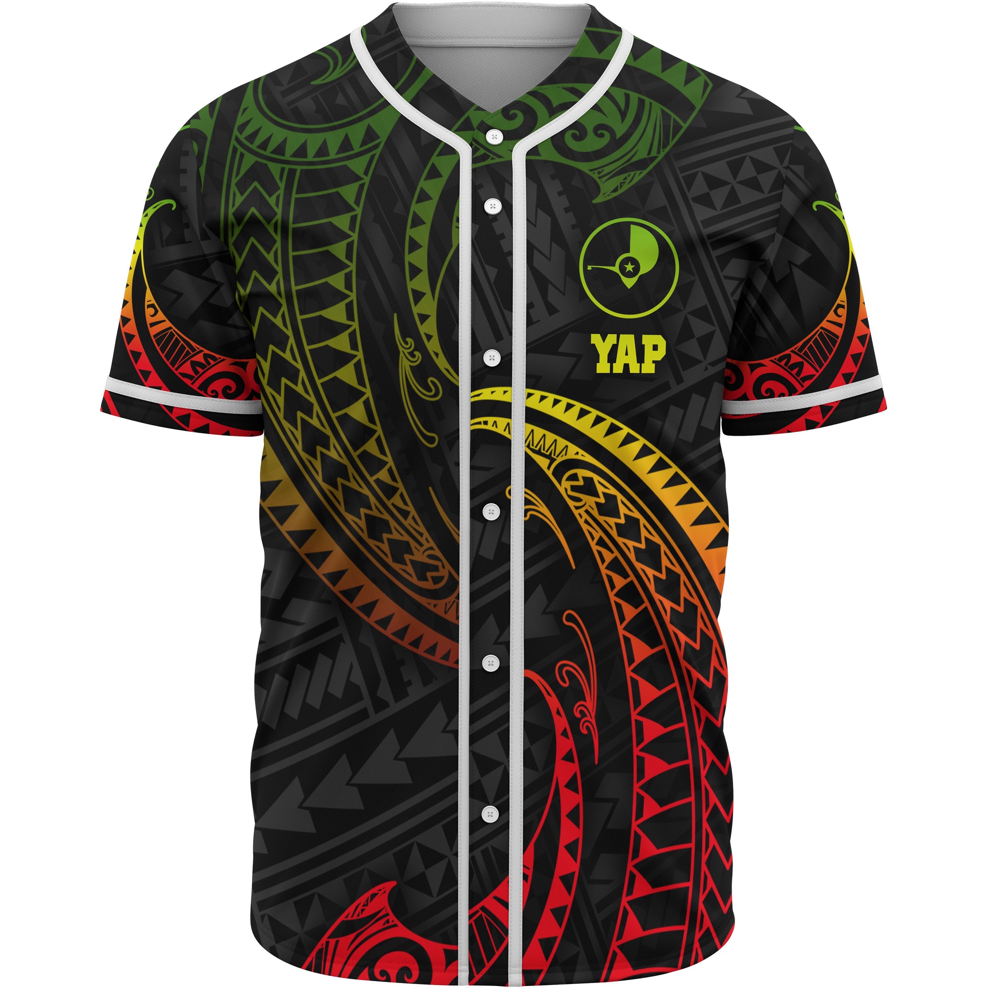 Yap Polynesian Baseball Shirt - Reggae Tribal Wave Unisex Reggae - Polynesian Pride