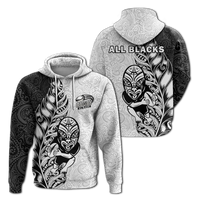 New Zealand Maori All Black Rugby Hoodie LT2 Pullover Hoodie WHITE - Polynesian Pride