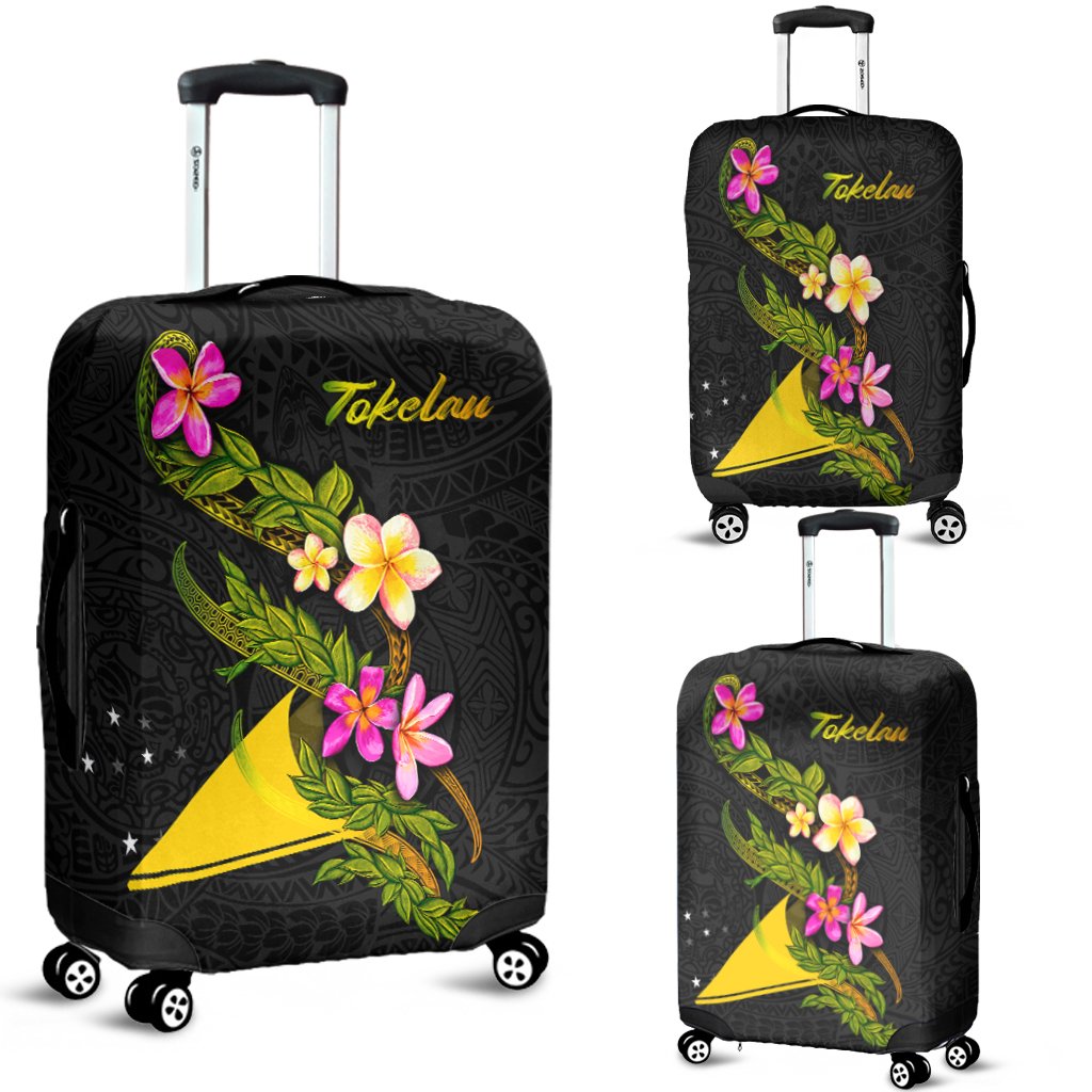 Tokelau Polynesian Luggage Covers - Plumeria Tribal Black - Polynesian Pride