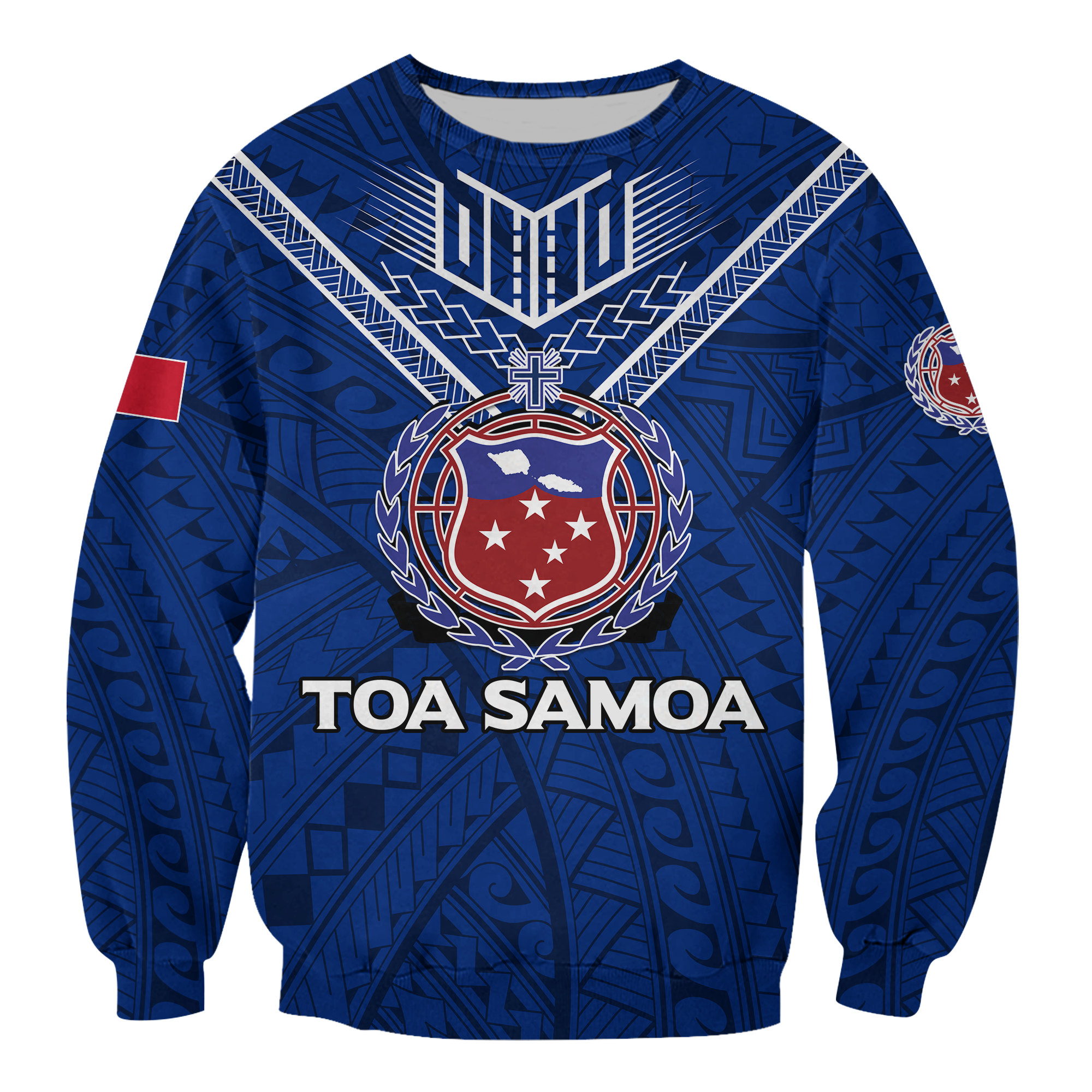 (Custom Personalised) Toa Samoa Rugby Sweatshirt - Samoan Warrior Pride - LT12 Unisex Blue - Polynesian Pride