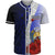 Nauru Polynesian Baseball Shirt - Coat Of Arm With Hibiscus Blue Unisex Blue - Polynesian Pride