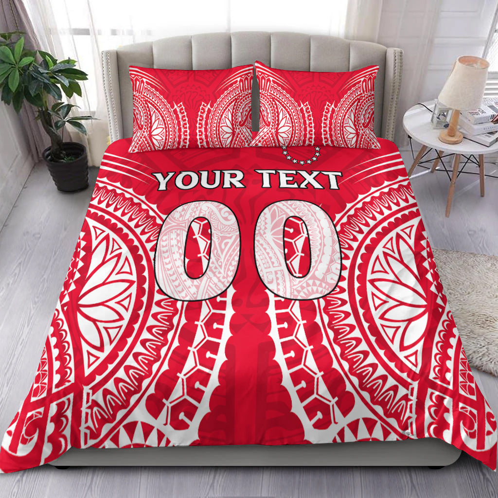 (Custom Personalised) Cook Islands Atiu Bedding Set - Tribal Pattern - LT12 Red - Polynesian Pride