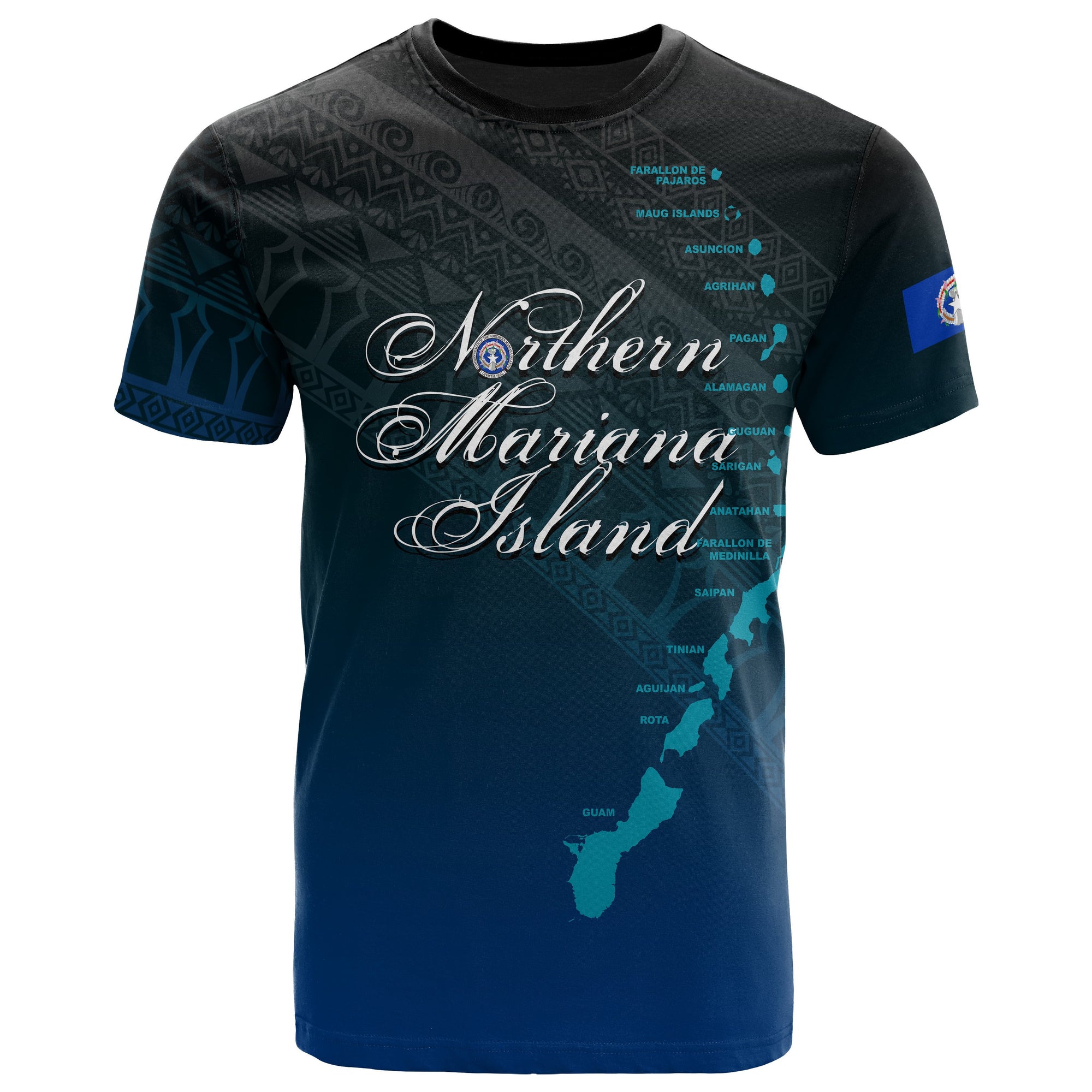 Northern Mariana Islands Polynesian T Shirt Sablan Blood Runs Through My Veins Unisex Blue - Polynesian Pride