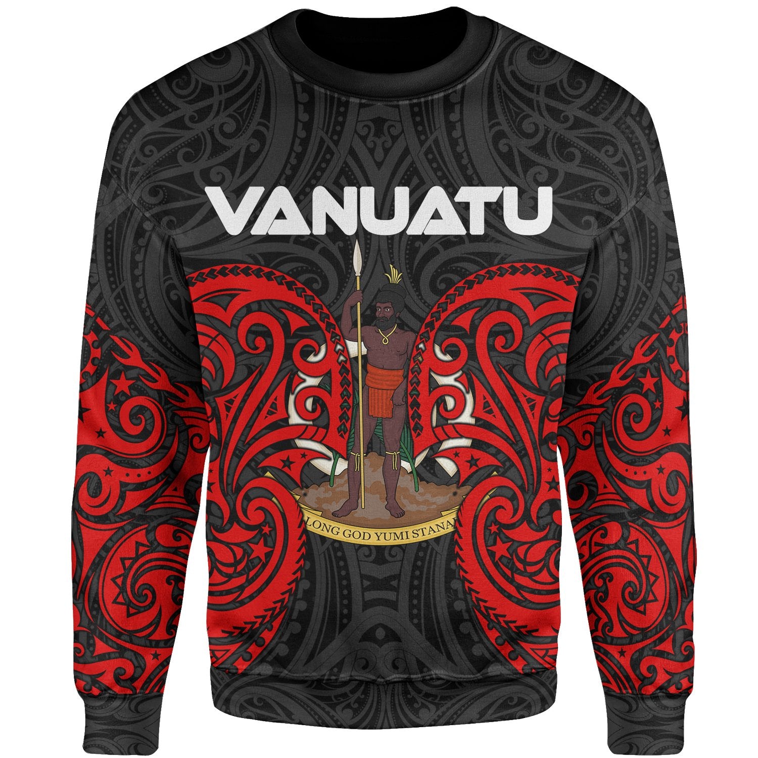 Vanuatu Polynesian Sweater - Spirit Style Unisex Black - Polynesian Pride