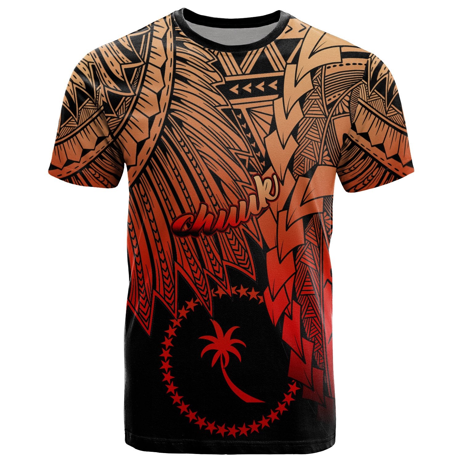 Chuuk Polynesian T Shirt Tribal Wave Tattoo Red Ver 2 Unisex Red - Polynesian Pride