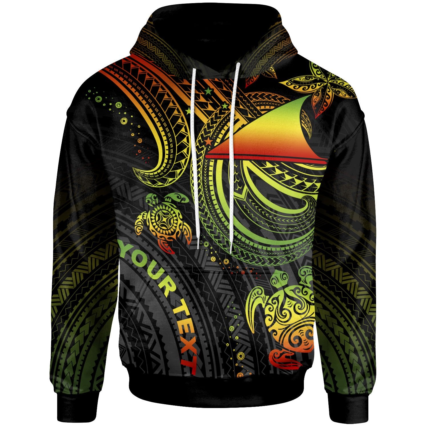 Tokelau Custom Hoodie Reggae Turtle Unisex Reggae - Polynesian Pride