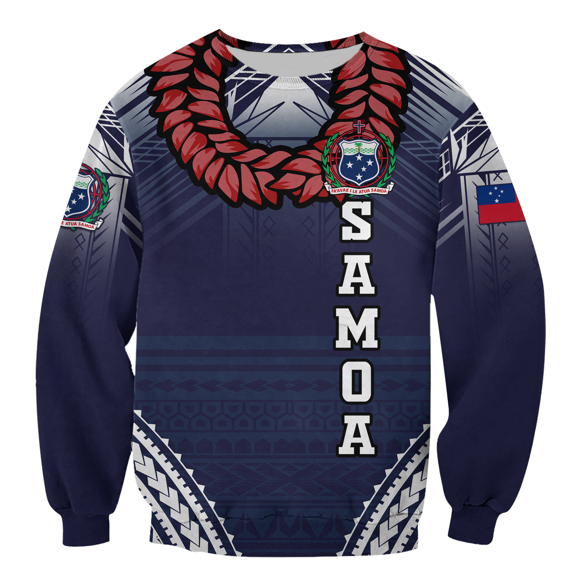 Samoan Ula Fala Art Sweatshirt - LT12 Unisex Blue - Polynesian Pride