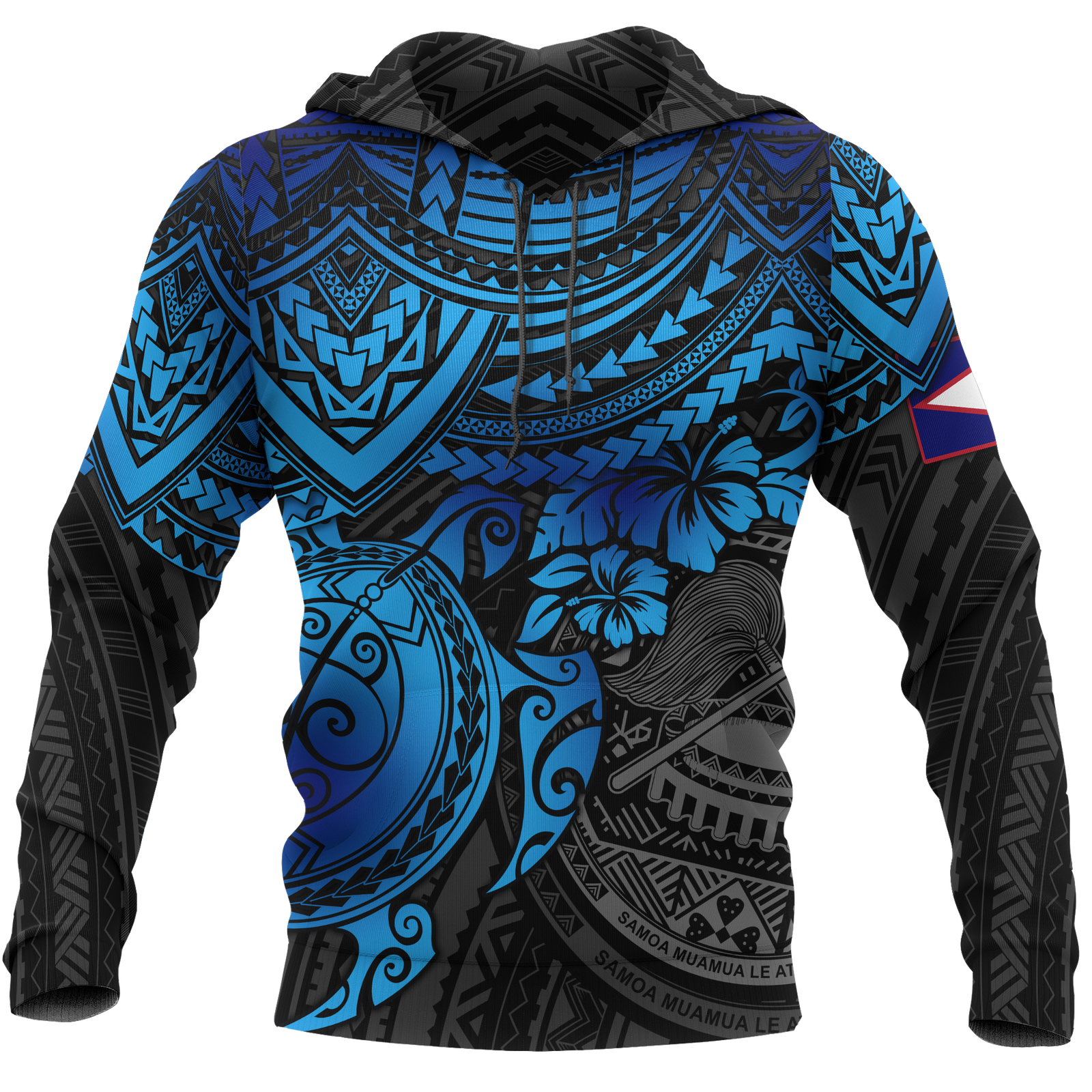 American Samoa Polynesian Hoodie Blue Turtle Unisex BLUE - Polynesian Pride