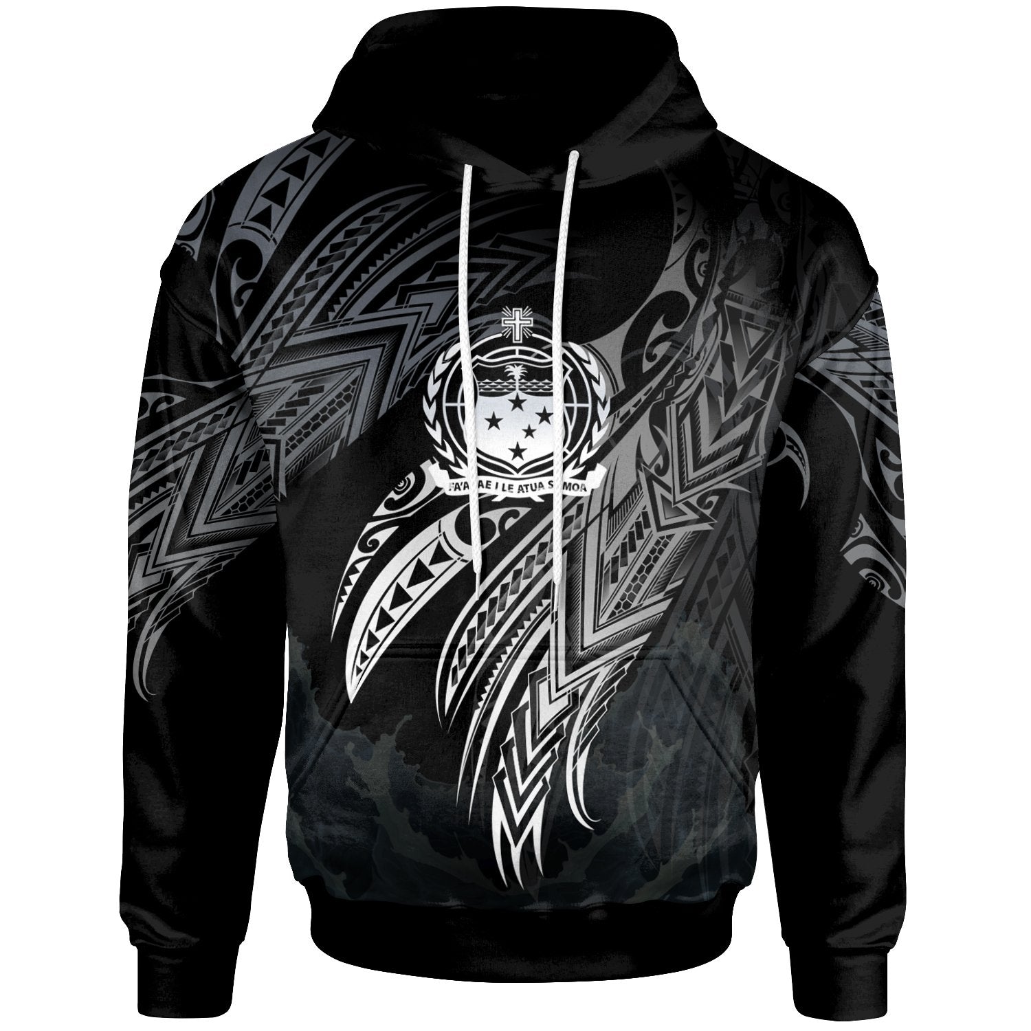 Samoa Polynesian Hoodie Legend White Version Unisex Black - Polynesian Pride