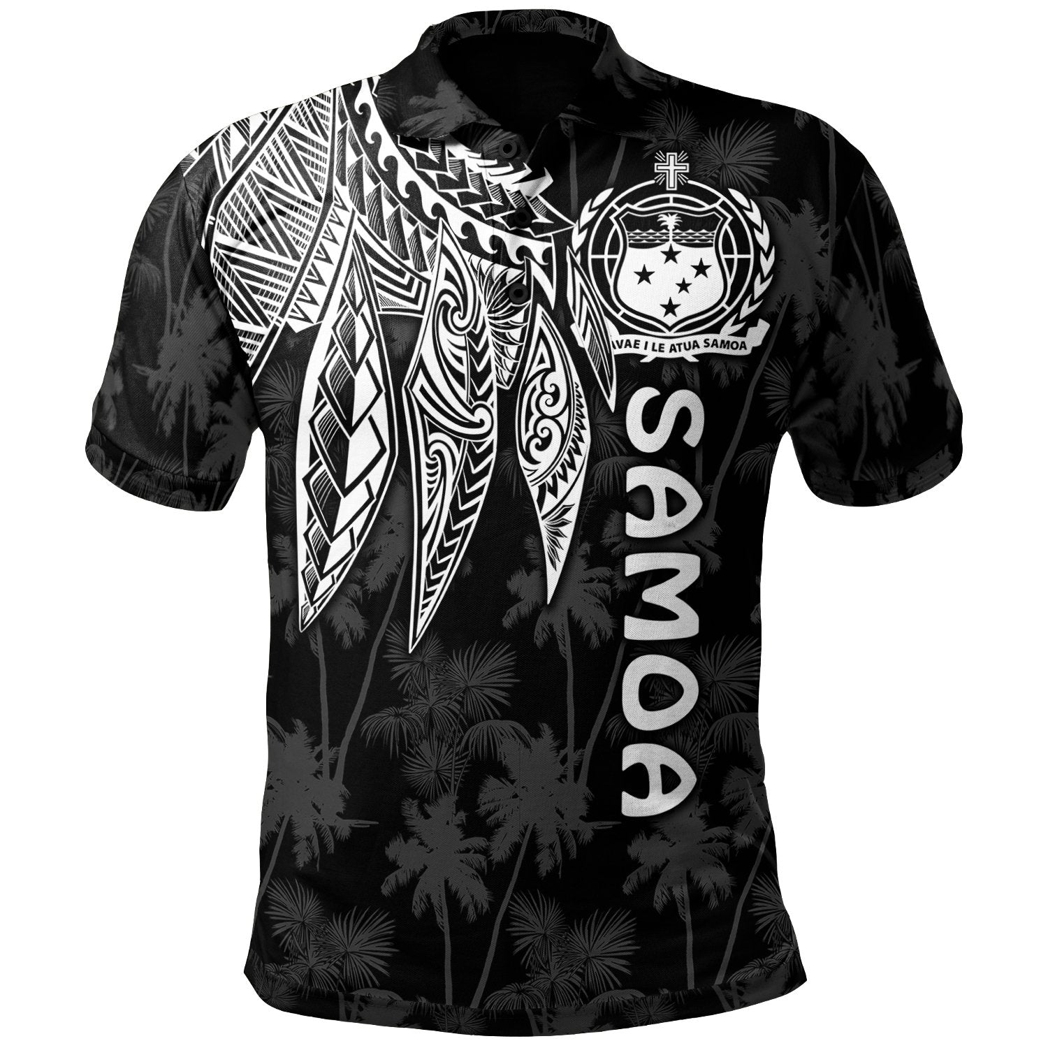 Samoa Polo Shirt Polynesian Wings (White) Unisex White - Polynesian Pride