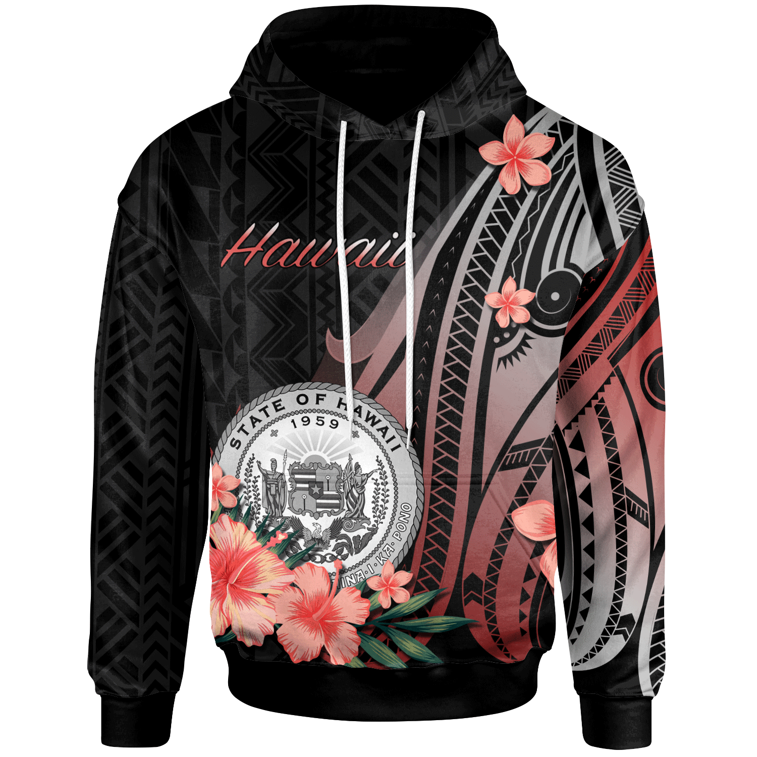 Hawaii Hoodie Red Polynesian Hibiscus Pattern Style Unisex Red - Polynesian Pride