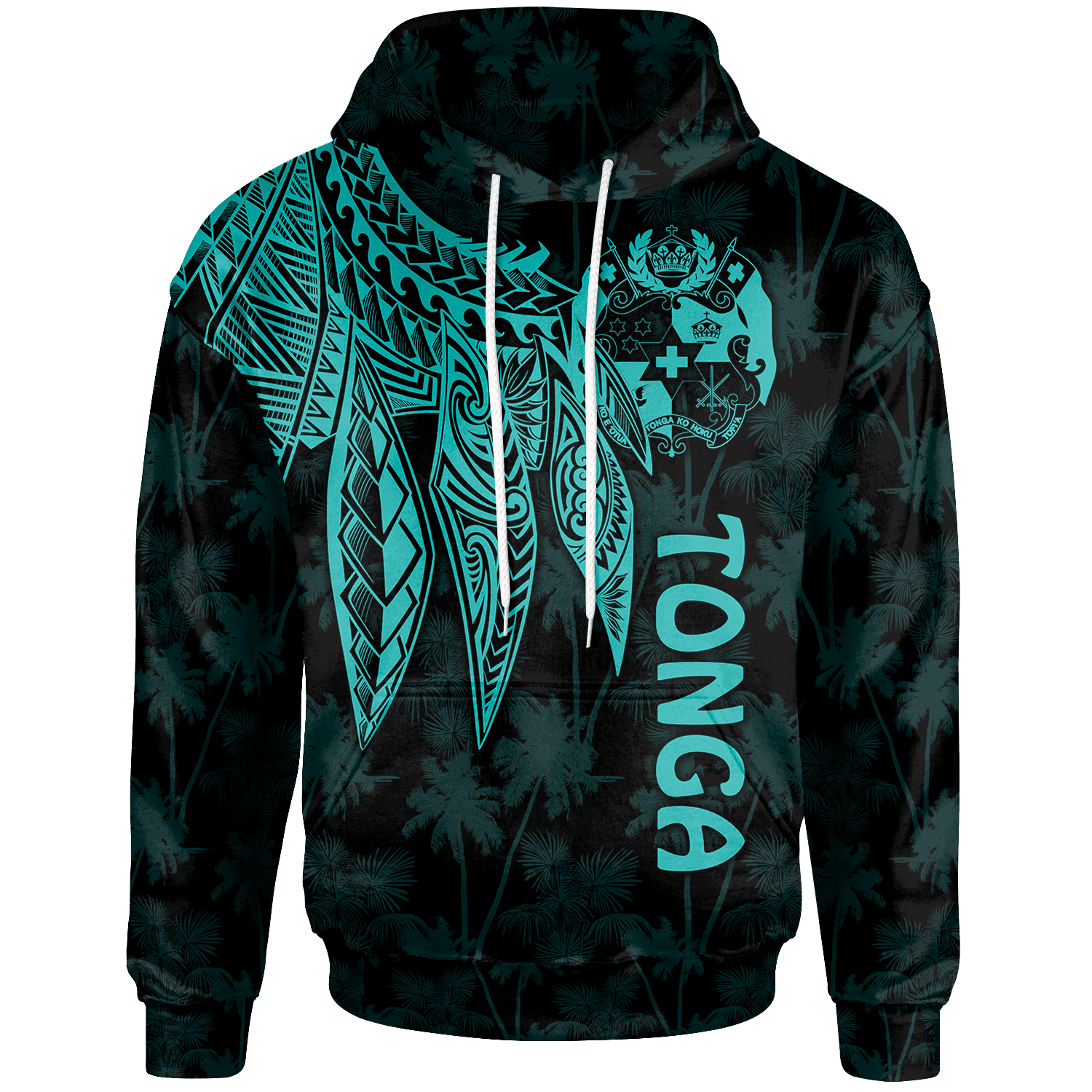 Tonga Hoodie Polynesian Wings (Turquoise) Unisex Turquoise - Polynesian Pride