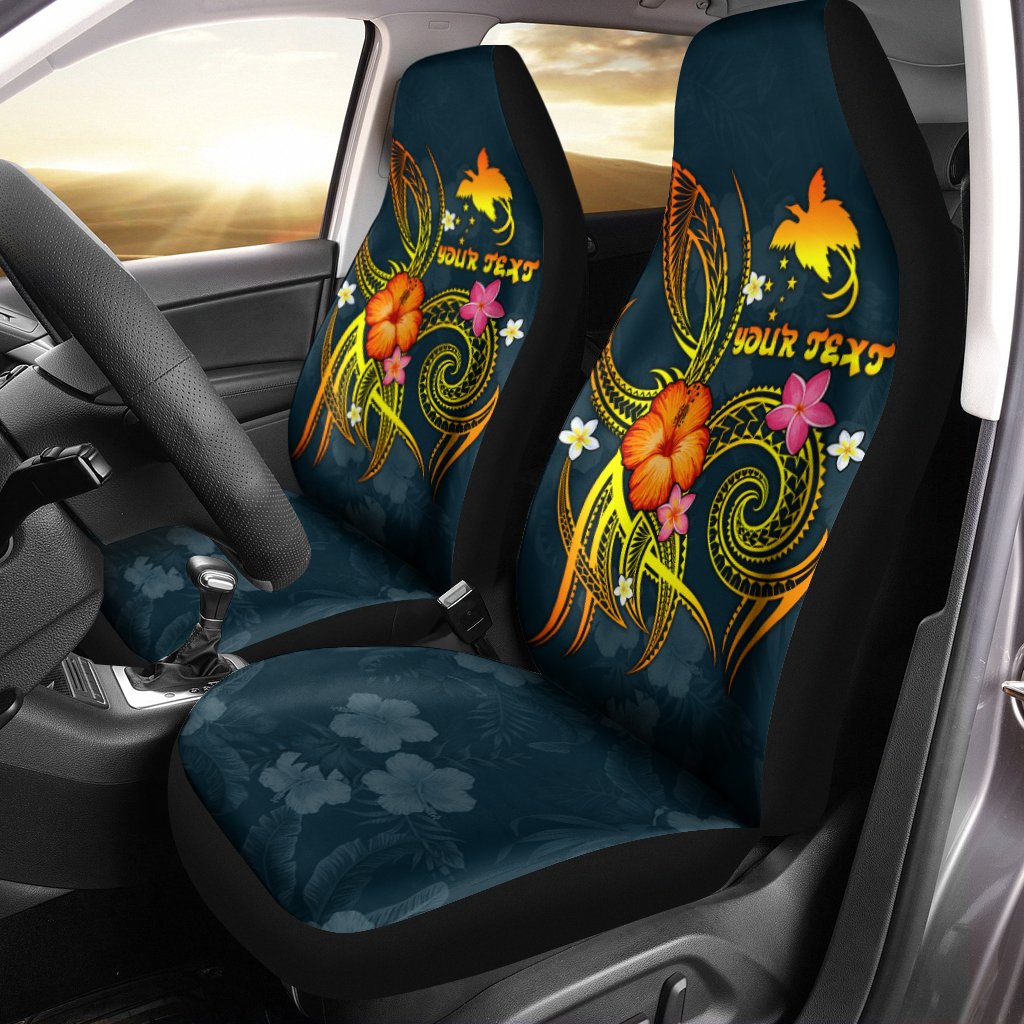 Papua New Guinea Polynesian Personalised Car Seat Covers - Legend of Papua New Guinea (Blue) Universal Fit Blue - Polynesian Pride