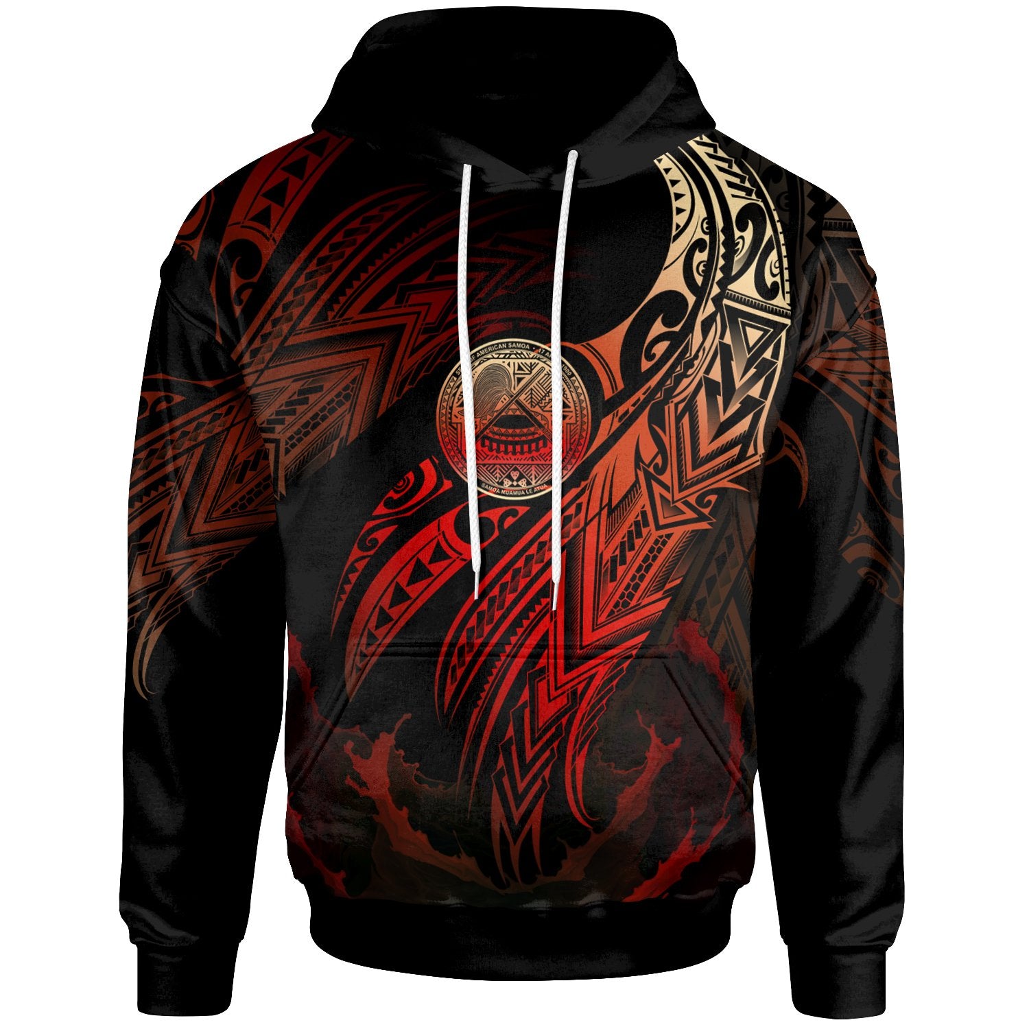 American Samoa Polynesian Hoodie Legend Red Version Unisex Black - Polynesian Pride