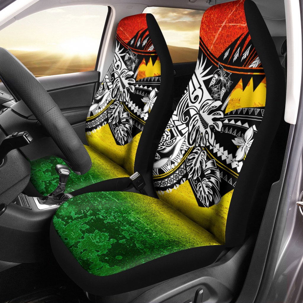 Papua New Guinea Car Seat Cover - The Flow OF Ocean Reggae Color Universal Fit Reggae - Polynesian Pride