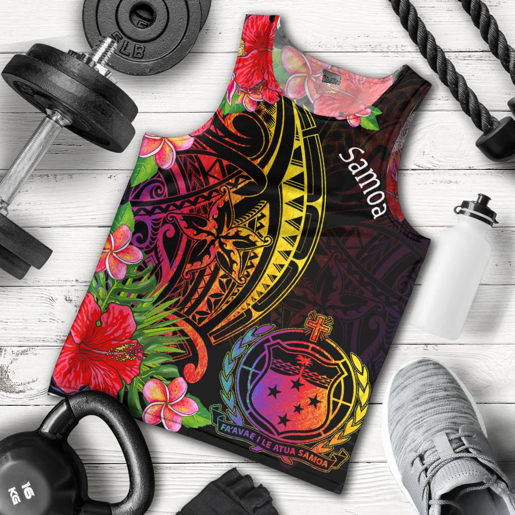 Samoa Men's Tank Top - Tropical Hippie Style Black - Polynesian Pride