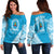 (Custom Personalised) Lavengamalie College Tonga Off Shoulder Sweater Happy 42nd Anniversary LT13 Blue - Polynesian Pride